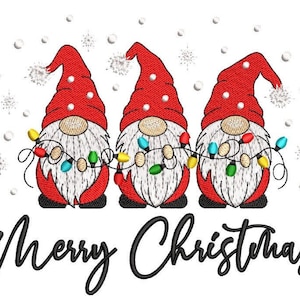 Joyeux Noël Gnomes Conception de broderie, Fichier de broderie Gnomies de Noël, 5 tailles, Téléchargement instantané