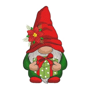 Christmas Gnome Embroidery Design, 5 sizes, Instant Download