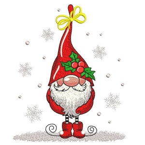 Christmas Gnome Embroidery Design, 5 sizes, Instant Download