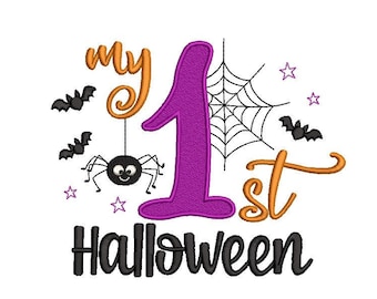 My First Halloween Embroidery Design for 4x4 5x7 6x10 hoops Instant Download Digital File for Machine Embroidery Baby Halloween Design