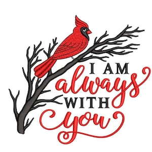 Cardinal Embroidery Design, Remembrance Embroidery File, 3 sizes, Instant Download
