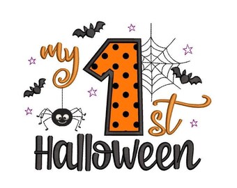 My First Halloween Applique Embroidery Design, 4 sizes, Instant Download