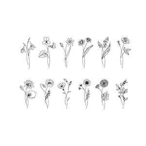 Geburtsmonat Blumen, 12 Blumen Maschinenstickerei, 4 Größen, Instant Download