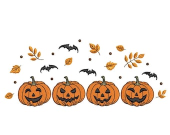 Pumpkins Embroidery Design, Autumn Embroidery File, Halloween Pumpkin Machine Embroidery Design, 3 sizes, Instant Download