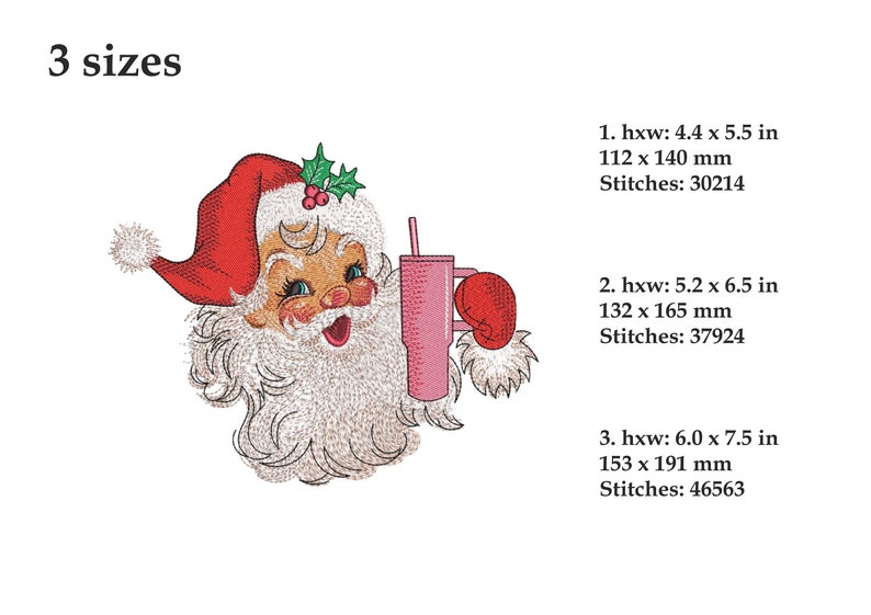 Machine Embroidery Split Santa Santa Machine Embroidery Design, 3 Sizes, Instant Download - Etsy