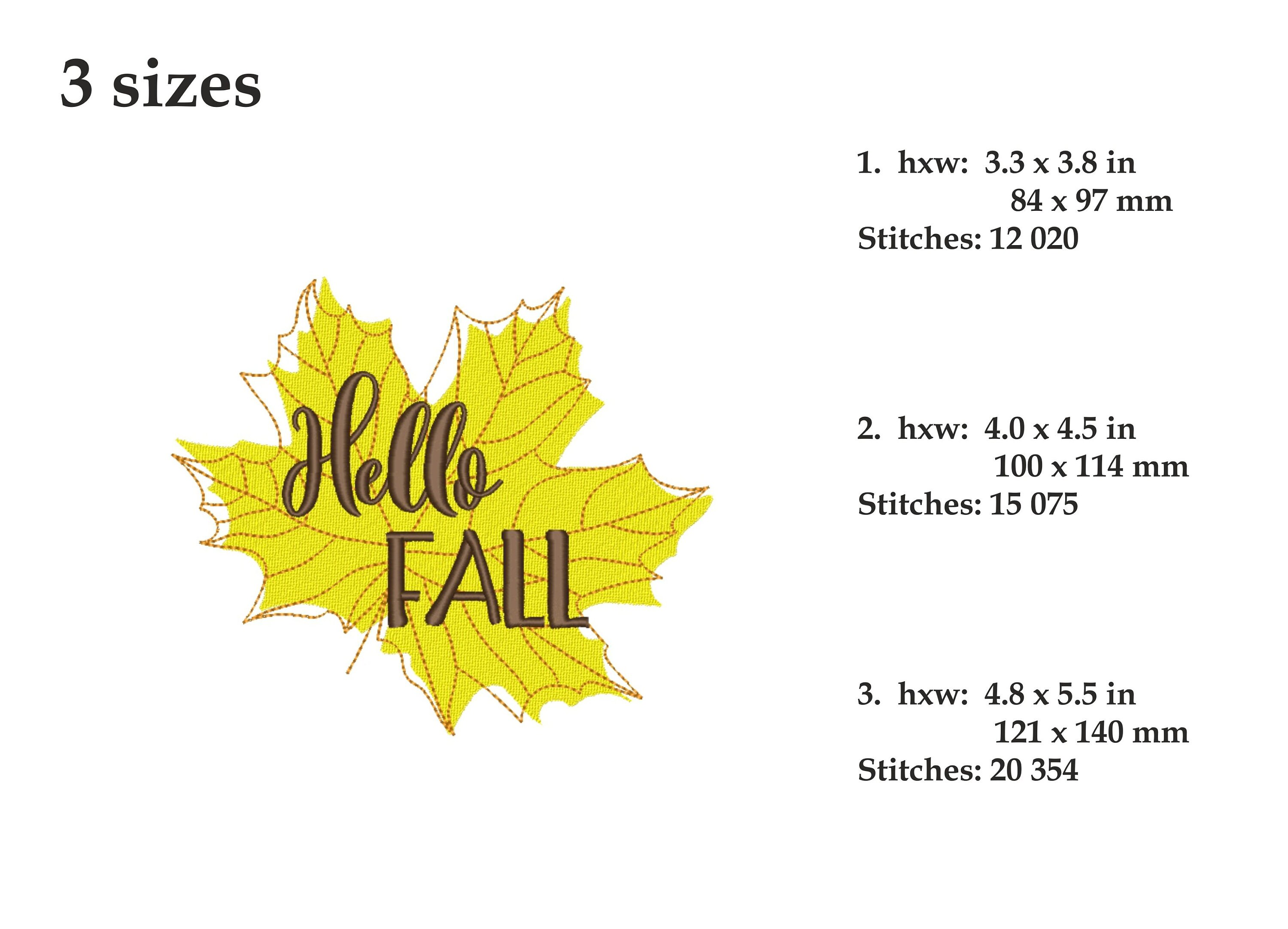 Hello fall embroidery design 3 sizes instant download  etsy
