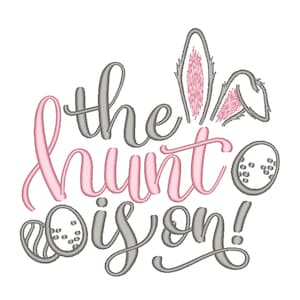 Easter Embroidery Design, Bunny Ears Embroidery File, 4 sizes, Instant Download
