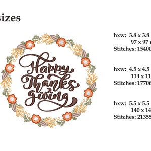 Happy Thanksgiving Machine Embroidery Design, Thanksgiving Wreath ...