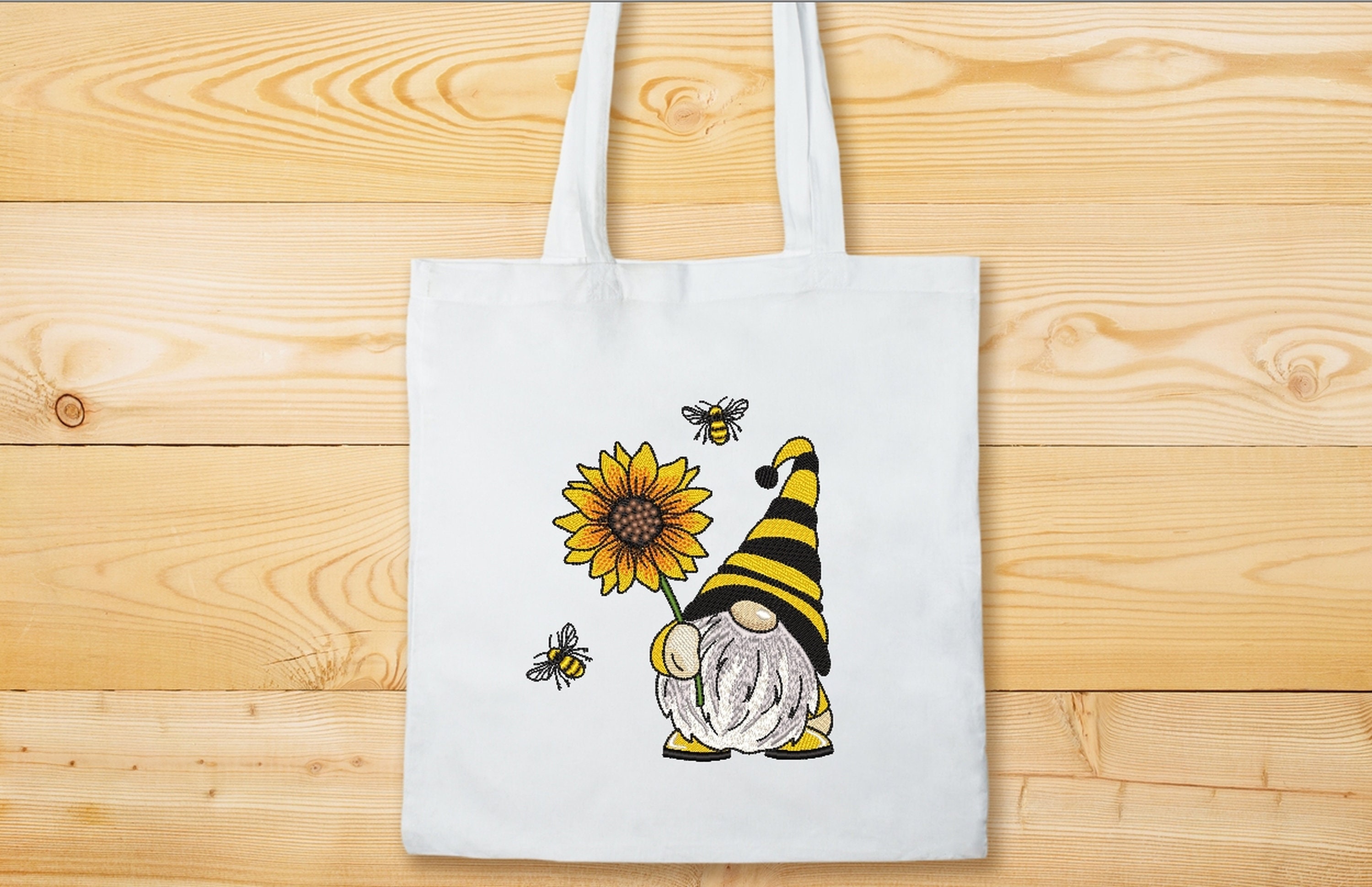 Bee gnome embroidery design 4 sizes instant download  etsy