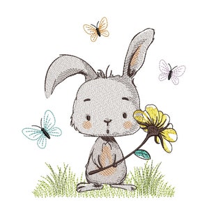 Easter Bunny Embroidery Design, 4 sizes, Instant Download