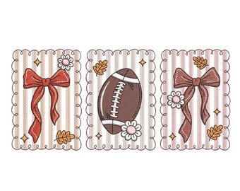 Tis the season embroidery design, Football embroidery design, Floral Coquette Bow embroidery design, 3 sizes, Instant Download