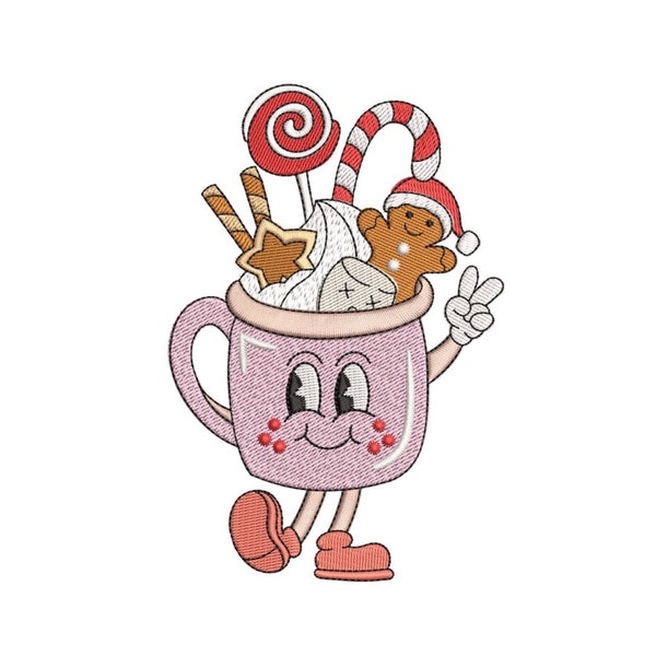 Merry Christmas Embroidery Design Cute Christmas Cup Machine Embroidery File 4x4 5x7 6x10 Inches Instant Download Digital Pattern