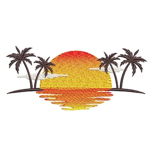 Palm Tree Embroidery Design, Summer Beach Embroidery File, 4 sizes, Instant Download