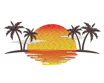 Palme Stickdatei, Sommer Strand Stickdatei, 4 größen, Instant Download