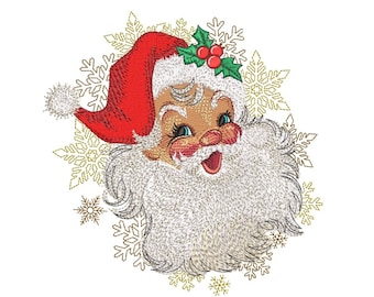 Diseño de bordado de Papá Noel de Navidad, 3 tamaños, Descarga instantánea