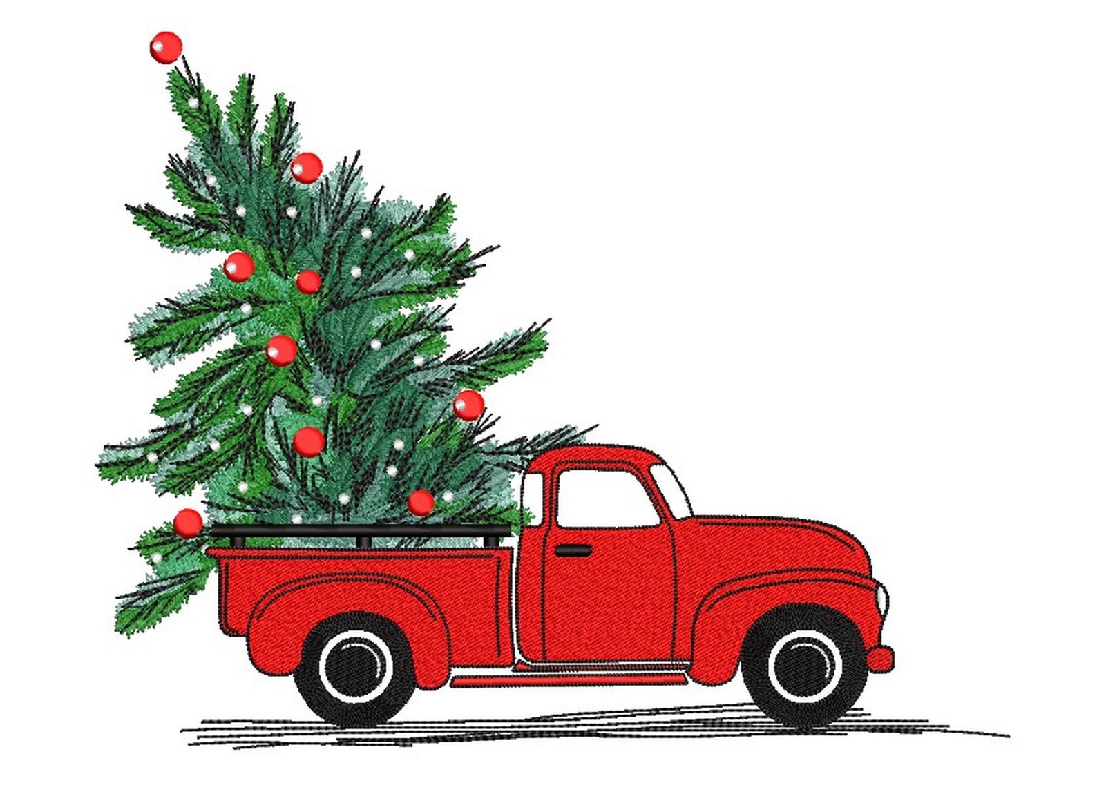 Christmas Truck Embroidery Design Christmas Tree Embroidery | Etsy