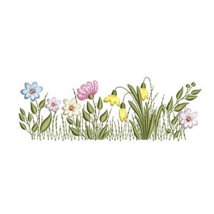 Wildflowers Machine Embroidery Design, 4 sizes, Instant Download