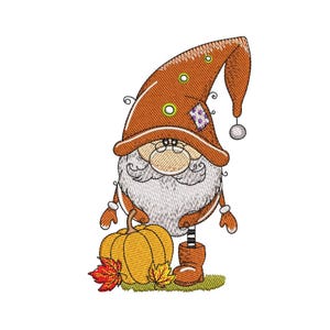 Autumn Gnome Embroidery Design,  4 sizes, Instant Download