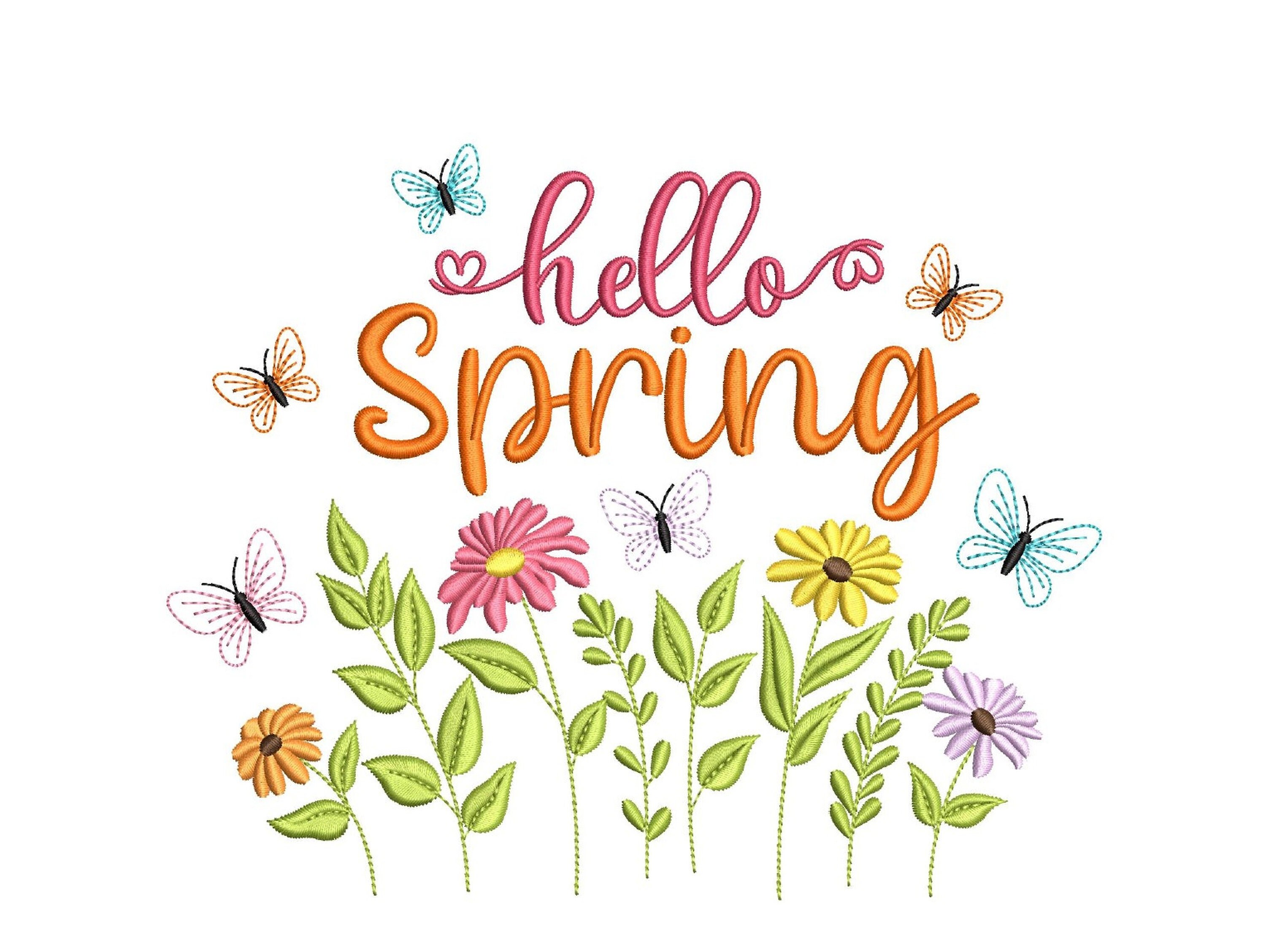Hallmark Spring Design Hello Spring Embroidery Design, 4 Sizes, Instant Download - Etsy