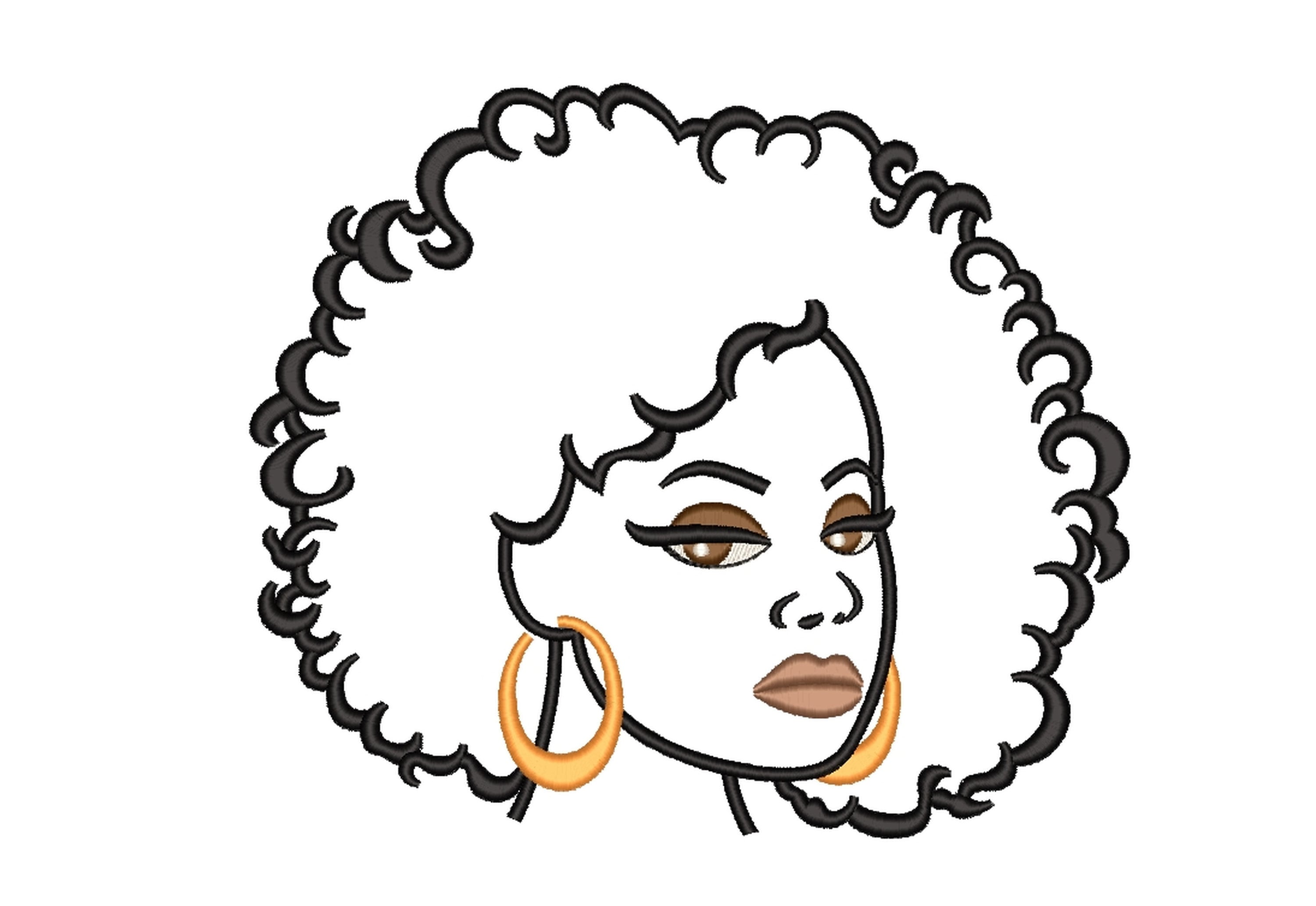 African American Woman Embroidery Design 4 Sizes Instant - Etsy