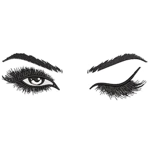 Eyes machine embroidery design, Eyelashes embroidery design, 6 sizes, Instant download
