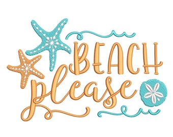 Beach Please Machine Embroidery Design, Summer Embroidery Design, 5 sizes, Instant Download