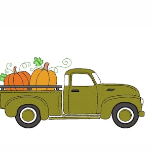 Autumn Truck Embroidery Design, 5 sizes, Instant Download