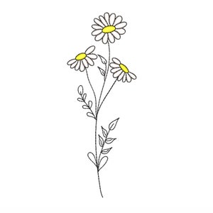 Daisy embroidery design,  Flower machine embroidery design, 4 sizes, Instant download