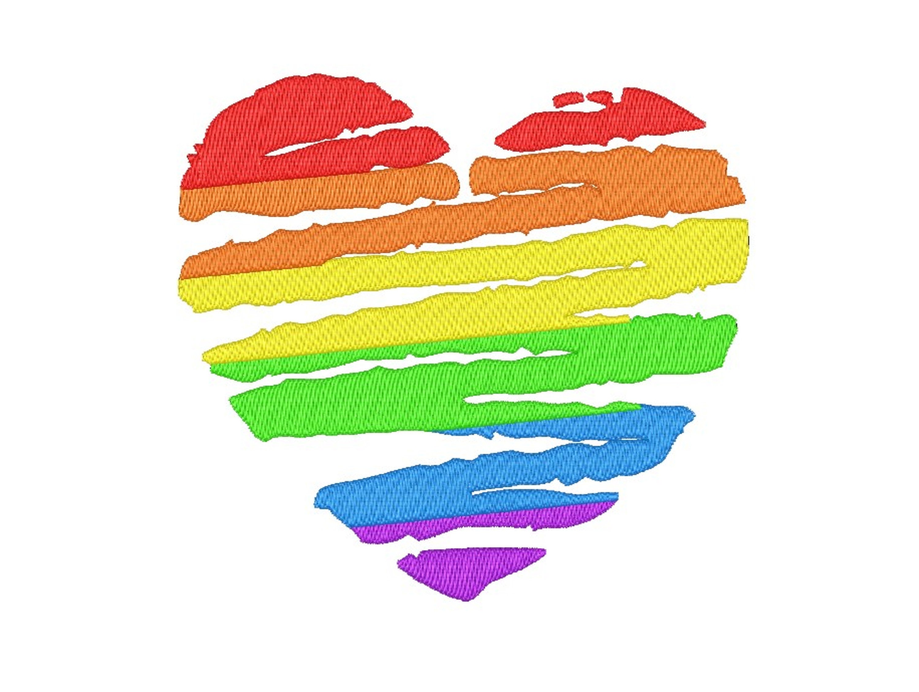 Rainbow heart embroidery design 3 sizes  etsy Rainbow heart embroidery design 3 sizes  etsy