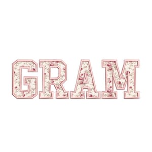 Gram Applique Embroidery Design, 4 sizes, Instant Download