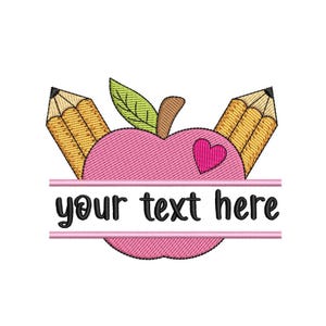 Geteilte Apple Pencil Stickdatei, Back To School Stickdatei, 3 Größen, sofort download