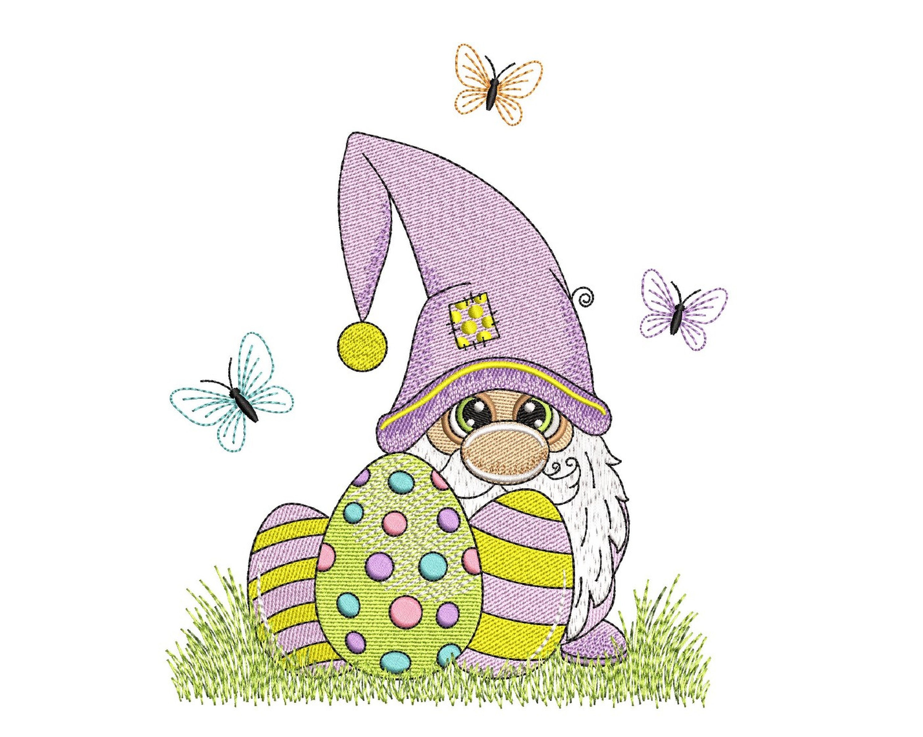 Easter Gnome Embroidery Design, 3 Sizes, Instant Download - Etsy
