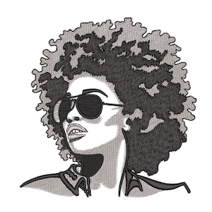 African Woman Embroidery Design, 3 sizes, Instant Download