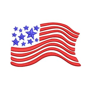 American Flag Embroidery Design, Independence Day Embroidery File, 3 sizes, Instant Download