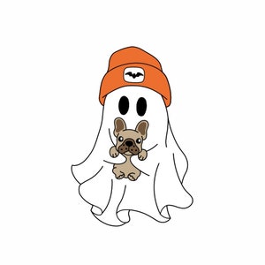 Schattige geest met hond png, Halloween geest png, geest png, blijf griezelig png