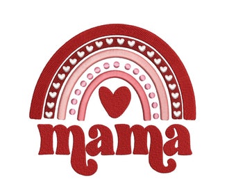 Mama Rainbow Embroidery Design, 3 sizes, Instant Download