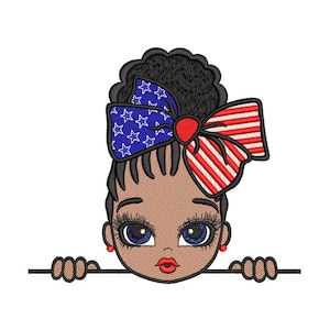 4th of July Girl Embroidery Design, 3 sizes, Instant download