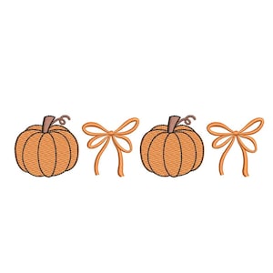 Coquette Bow Borduurontwerp Pompoen Herfst Machine Borduurbestand 3 Maten