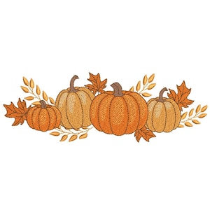Autumn Pumpkins Embroidery Design, Fall Embroidery File, 3 sizes, Instant Download