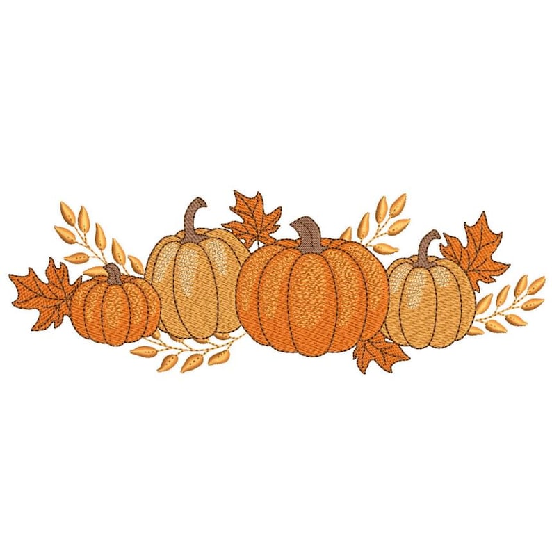 Borduurontwerp herfstpompoenen, herfstborduurbestand, 3 maten, direct downloaden afbeelding 1