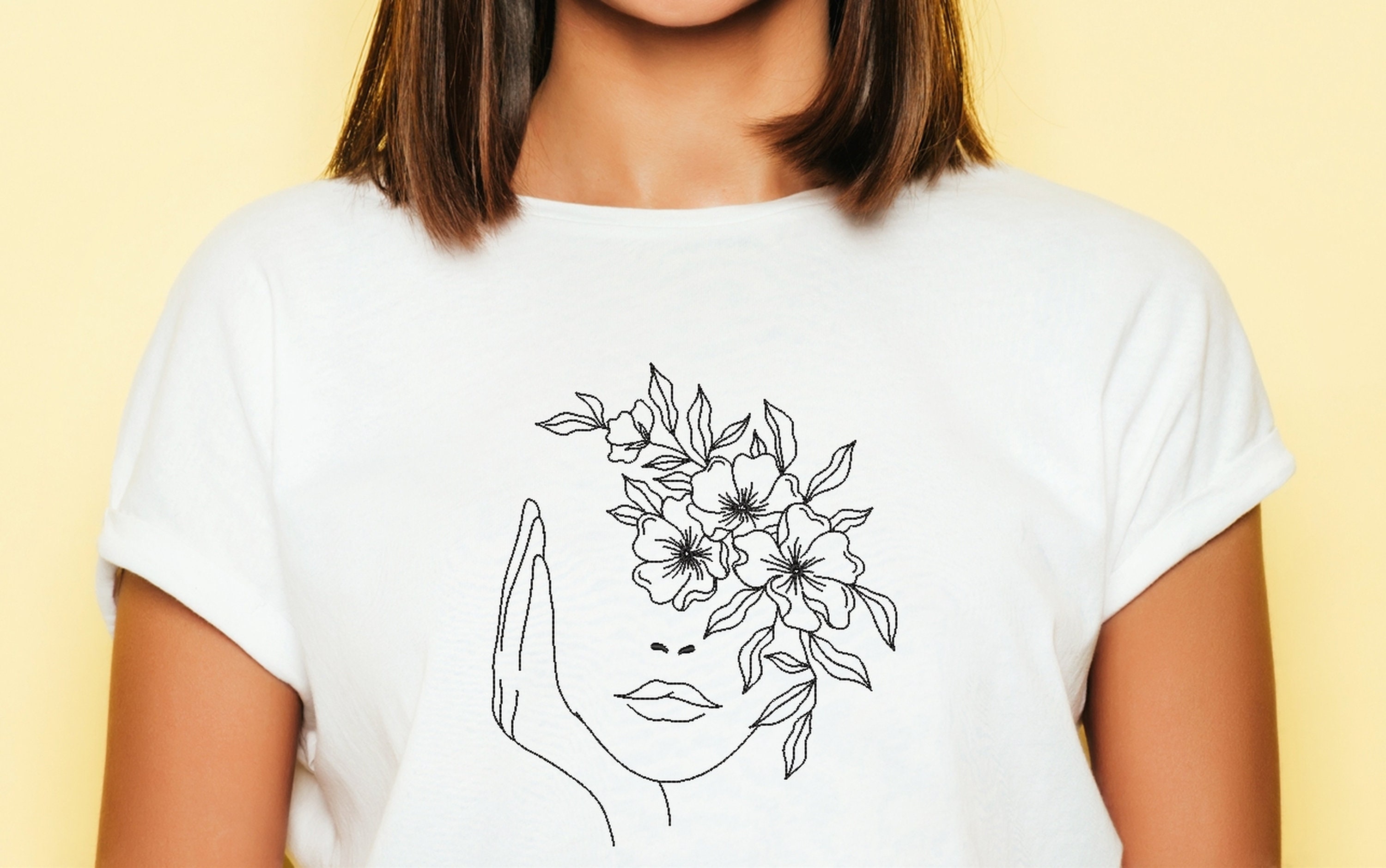 Face with flowers embroidery design women embroidery file 5  etsy