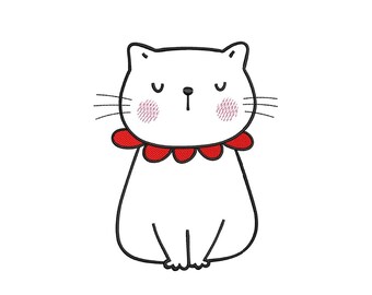 Cat Embroidery Design, 3 sizes, Instant Download