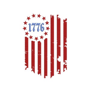 1776 American Flag Embroidery Design, 4th of July Embroidery File ...