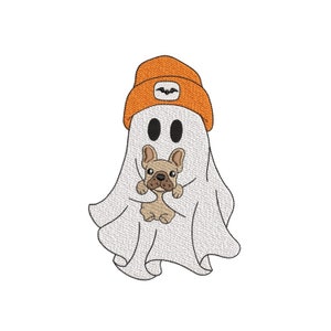 Ghost with Dog Embroidery Design, Halloween Ghost Dog Embroidery Design, 3 sizes, Instant Download