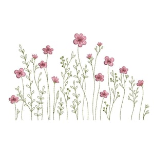 Sommer Wildblumen Stickdatei, 3 Größen, Maschinenstickerei, Instant Download