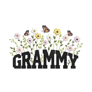 Floral Grammy Embroidery Design, Mother&#39;s Day Embroidery Design, 3 sizes, Instant Download