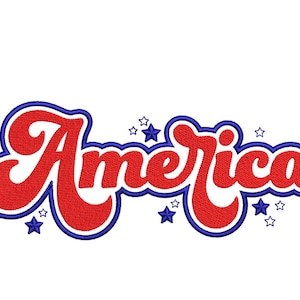 America Embroidery Design, 4th July Embroidery Design, Patriotic Independence Day Embroidery File, 3 sizes, Instant Download