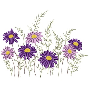 Flowers Machine Embroidery Design, 4 sizes, Instant Download