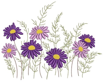 Flowers Machine Embroidery Design, 4 sizes, Instant Download