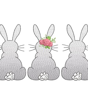 Easter Bunnies Embroidery Design, 3 sizes, Instant Download